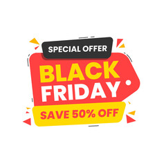Fototapeta premium Black friday promo banner design. Special offer banner. Sale badge, sale tag. Shopping banner. Discount sale promotional banner