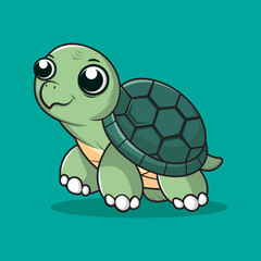 Cute Turtle Cartoon Vector Illustration. Isolated Walking Animal Concept. Flat Cartoon Style