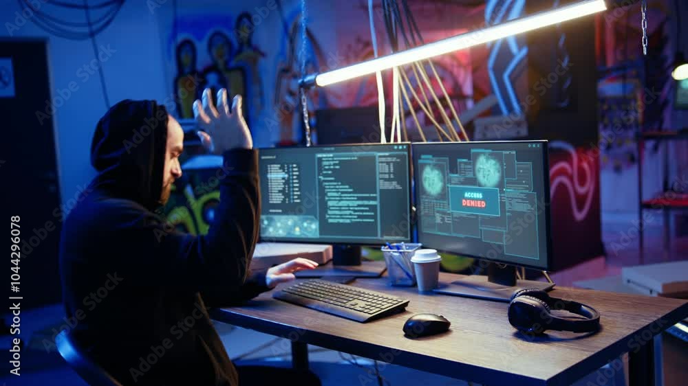 Poster spy in secret hideout angry after trying to steal valuable data by hacking governmental websites but