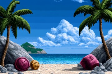 Pixel art of a person finding a treasure in a video game, with pixelated details showing the joy and excitement of discovering good things