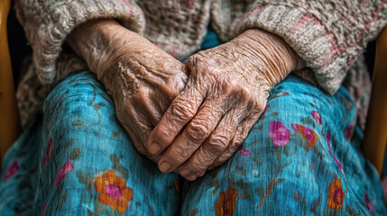 A closeup perspective on the resilient hands of an elderly individual reflecting a lifetime of experiences and stories