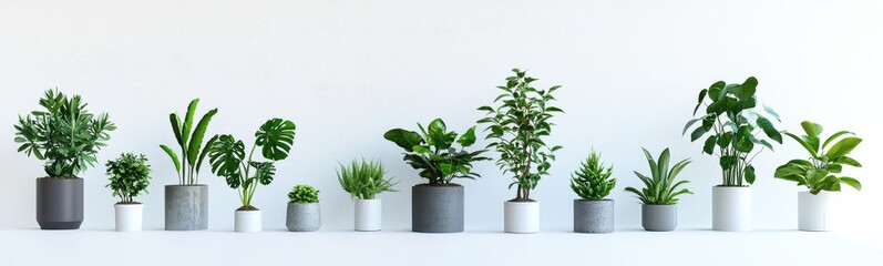 Fototapeta premium Minimalist Collection of Potted Green Plants
