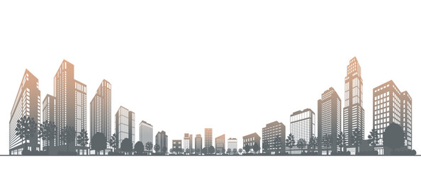 影で表現された街並みのイラスト. © keko-ka