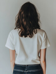 34白いTシャツ　背面　後方　/  White T-shirt Back Rear　Gererated AI