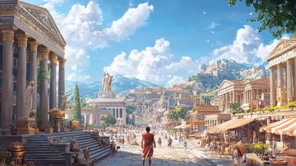 Obraz premium Grand Depiction of Alexander in Ancient City Setting