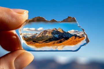 A person holding a faded photo, contemplating the past with a sense of peace, symbolizing the acceptance of time and change