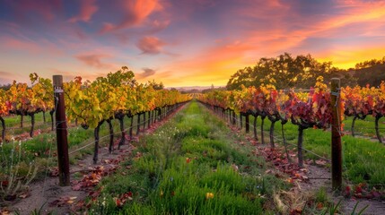 Naklejka premium Vineyard Sunset