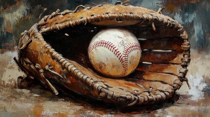 Baseball Glove and Ball Painting