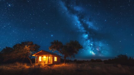 Obraz premium Cabin Under the Milky Way