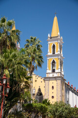 Steeple on a church in the square in Mazatlan, Mexico