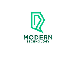 Abstract Initial Letter R Logo. Linear Style isolated on White Background. Usable for Business