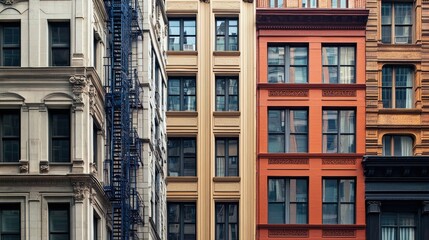 Fototapeta premium Vibrant Cityscape with Diverse Architectural Styles