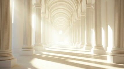 Fototapeta premium A White Hallway with Columns