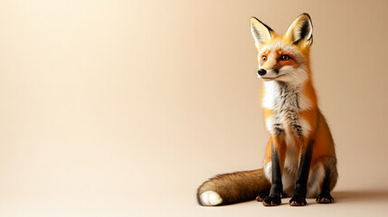 Obraz premium A detailed illustration of a fox sitting elegantly against a neutral background.