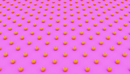 Halloween themed background, 3D art render pumpkins pattern in a pink background