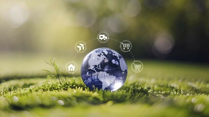 beautiful image concept on green energy with ai power.