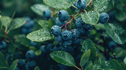 Fresh Blueberries After Rain