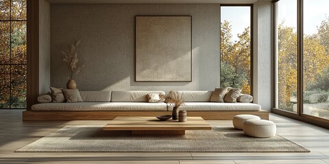 Minimalist Living Room with a Natural and Earthy Color Palette