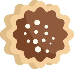 Chocolate tartlet with cream topping having wavy edges is looking delicious on white background