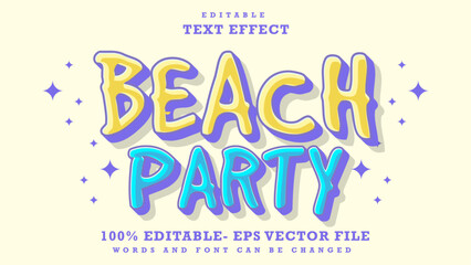 3d Minimal Word Beach Party Editable Text Effect Design Template, Effect Saved In Graphic Style