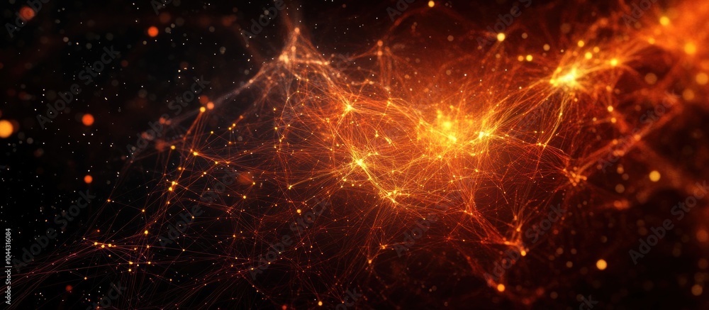 Aufkleber abstract visualization of glowing particles and connections in a dark space.