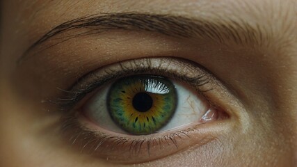 Fototapeta premium Close-up of a single honey green eye