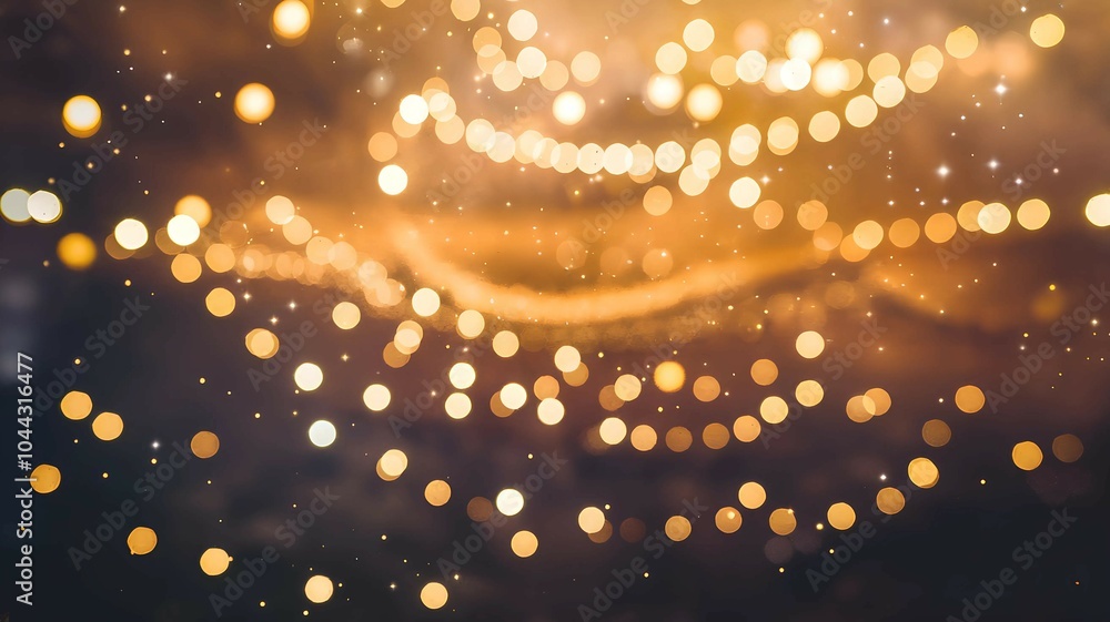 Aufkleber abstract bokeh lights in gold tones creating a wave-like motion, representing festive elegance and m
