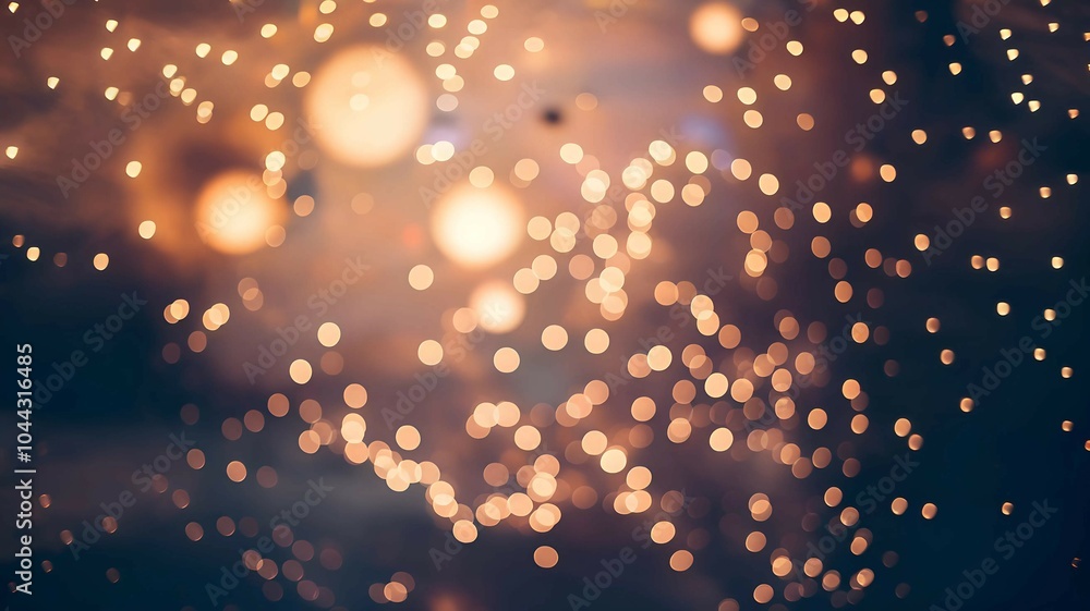 Poster golden glowing light particles in motion, symbolizing elegance and festive abstract art with dynamic