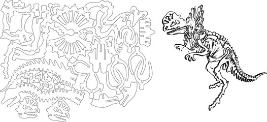 Laser Cut Ceratopsia Dinosaur Vector Set, Prehistoric Fossil Design for CNC and DIY Craft Projects
