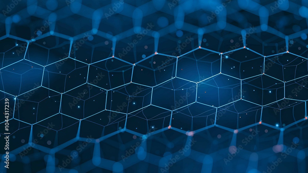 Aufkleber abstract hexagonal pattern with glowing blue lights, symbolizing futuristic technology and modern de