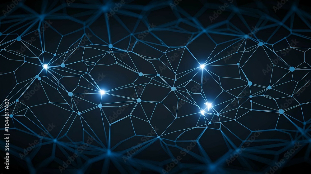 Aufkleber blue glowing nodes forming a web of digital connections, representing networking and futuristic data