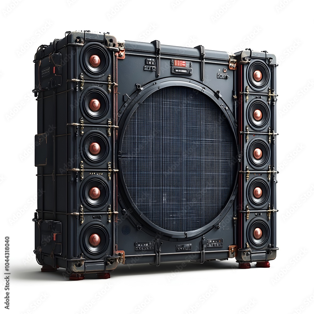 Poster modern studio monitor for live shooting recording or broadcasting displayed on a clean bright white 