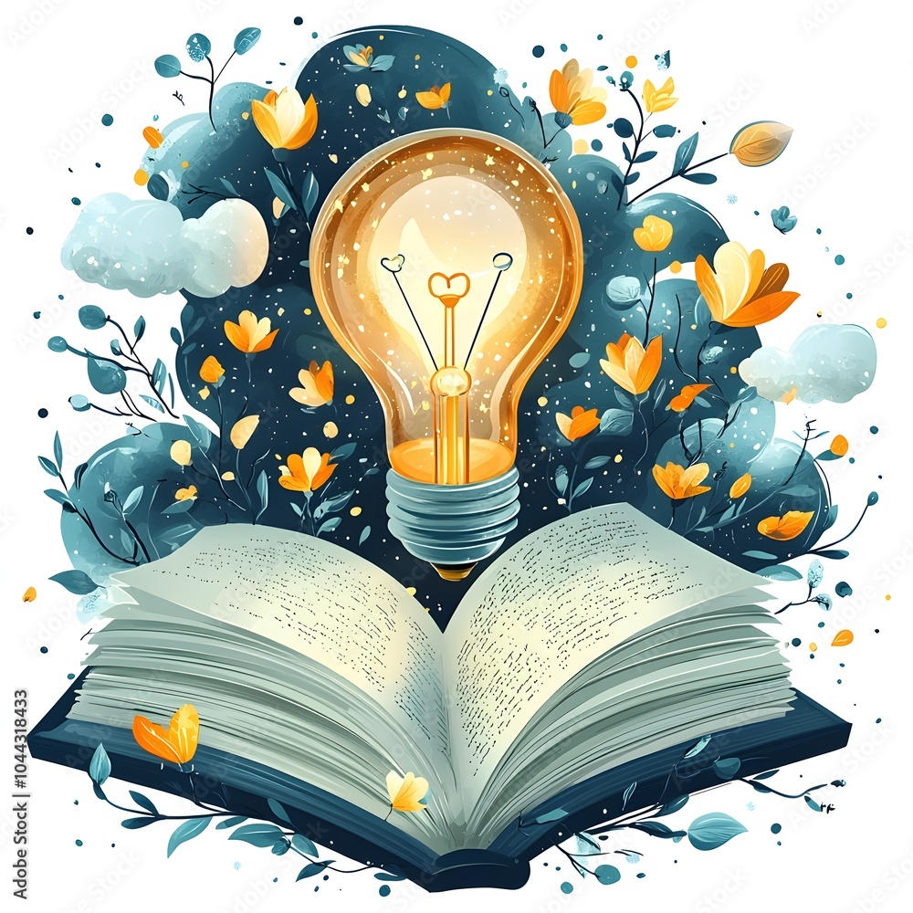 Poster knowledge transforming into a brilliant idea flat design depicting the conceptual metamorphosis of a