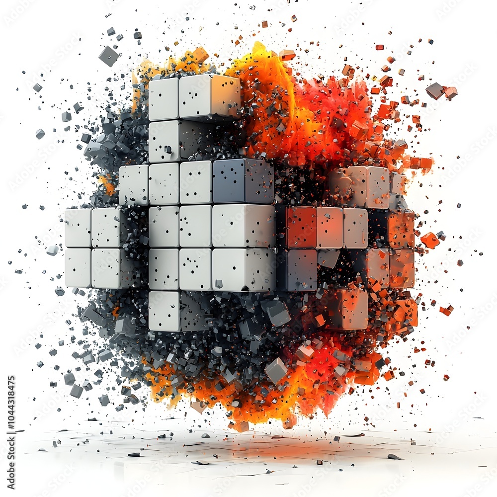 Poster 3d cube transitioning into captivating abstract art flat design geometric digital on isolated white 
