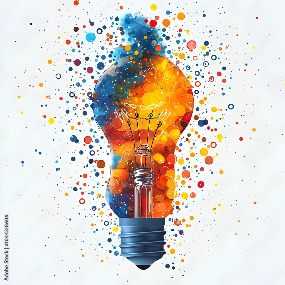 Poster dna strand transforming into a lightbulb representing the creative evolution and breakthrough ideas 