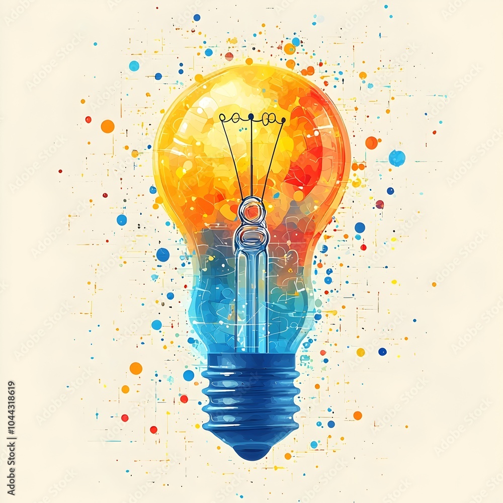 Poster creative evolution concept depicting a dna strand transforming into a lightbulb symbolizing the tran