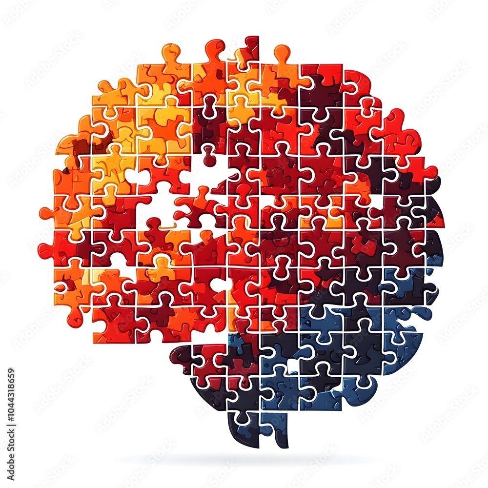 Poster of puzzle pieces coming together to form the shape of a brain symbolizing the creative process of pr