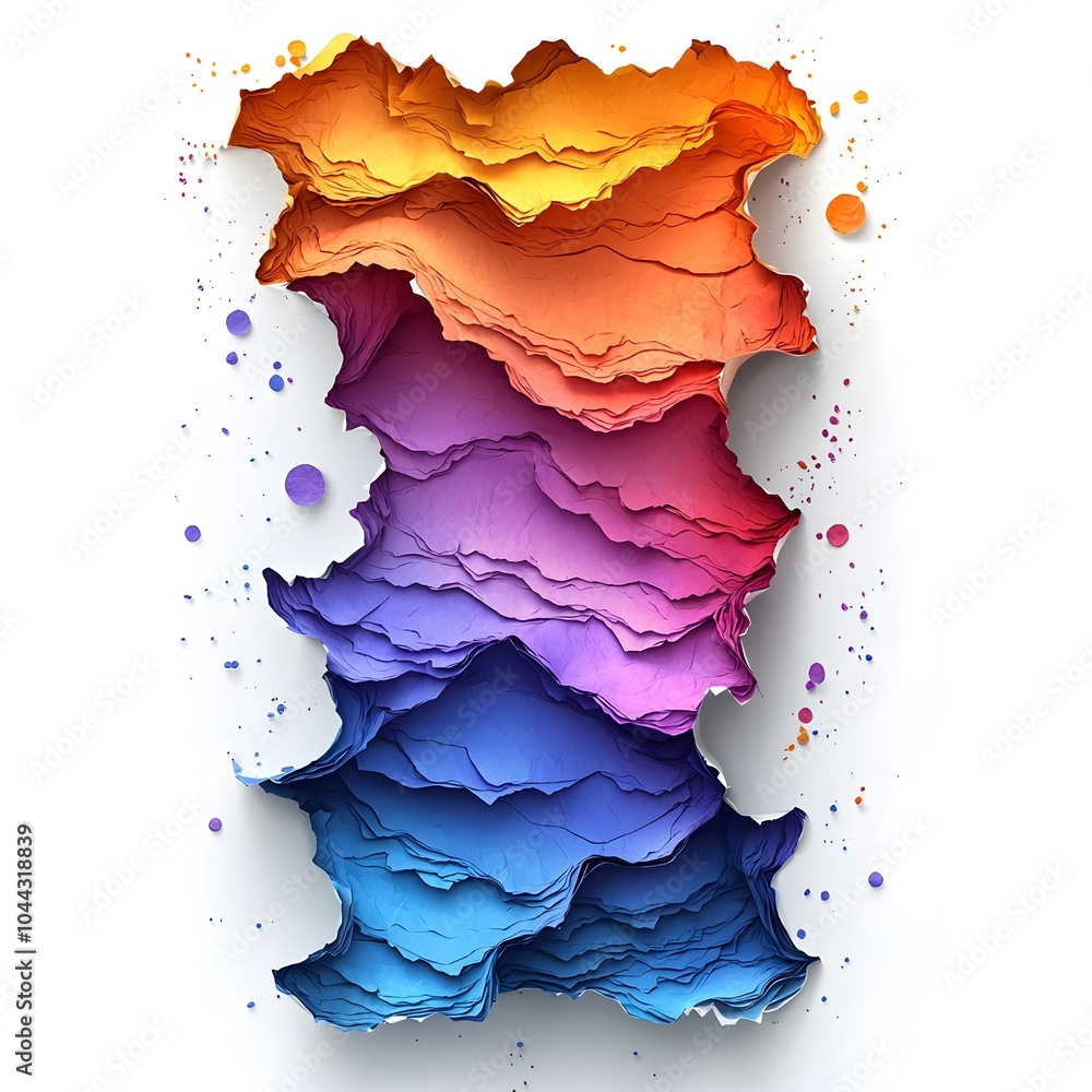 Poster torn paper turning into a vibrant colorful canvas a visual representation of creativity breaking thr