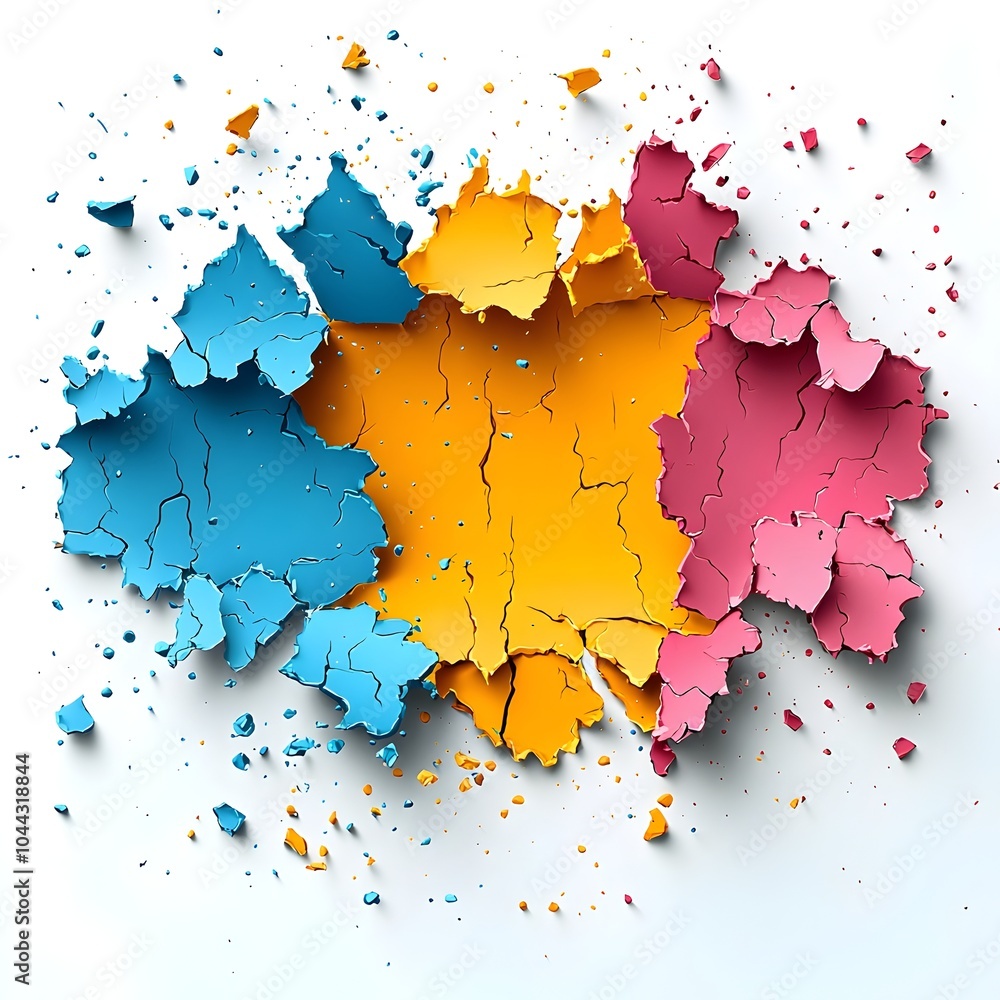 Poster torn paper turning into a vibrant colorful canvas symbolizing the breakthrough of creativity and the