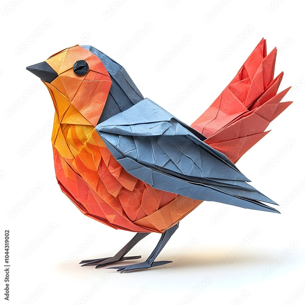 Aufkleber origami bird elegantly transforming into a real bird symbolizing the power of imagination change and