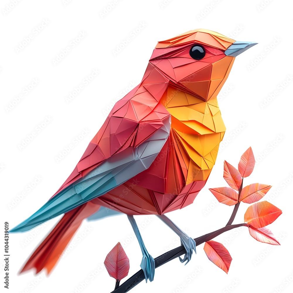 Poster origami bird transforming into a real soaring bird on clean white background conceptual depicting im
