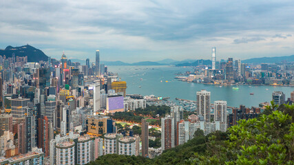 Fototapeta premium Hong Kong, China - Cityscape and city skyline