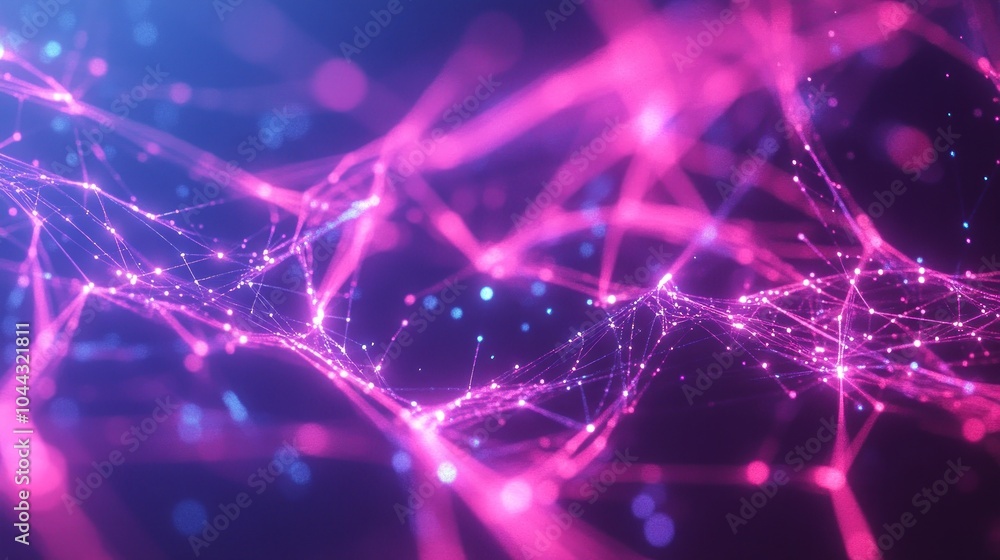Poster abstract representation of interconnected networks with vibrant colors.