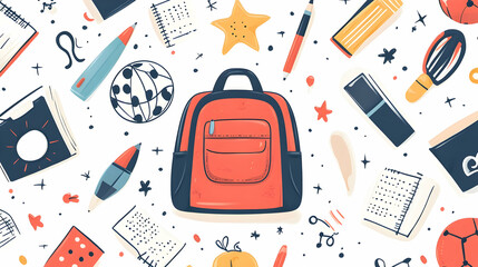 Back to School Backpack Pattern, education, learning, student, supplies, books
