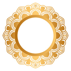 Luxury golden mandala pattern circle islamic wedding frame invitation transparent background