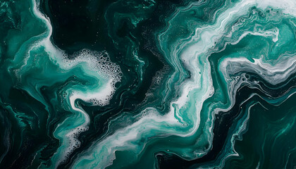 Abstract Swirling Green and White Paint Background, art, design, texture, pattern, swirl pattern