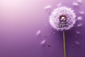 Delicate Dandelion on a Soft Purple Background