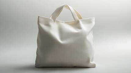 Minimalist reusable white fabric tote bag mockup for eco-friendly shopping or branding projects on white background.. Generative AI