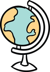 pen drawing style globe icon illustration