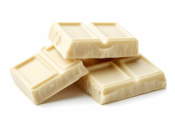 White Chocolate Pieces Isolated on White Background, sweet, dessert, candy, confectionery, treat